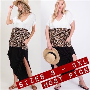 Boutique Cheetah Color Block Dress